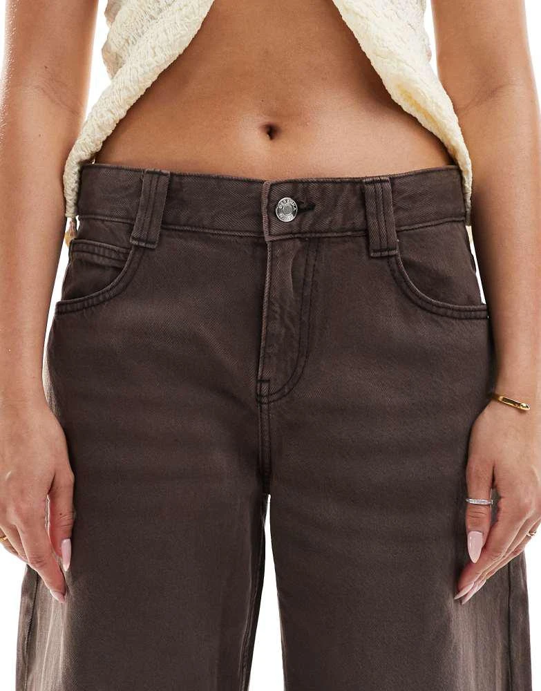 商品Bershka|Bershka ballon wide leg jeans in washed brown,价格¥314,第5张图片详细描述