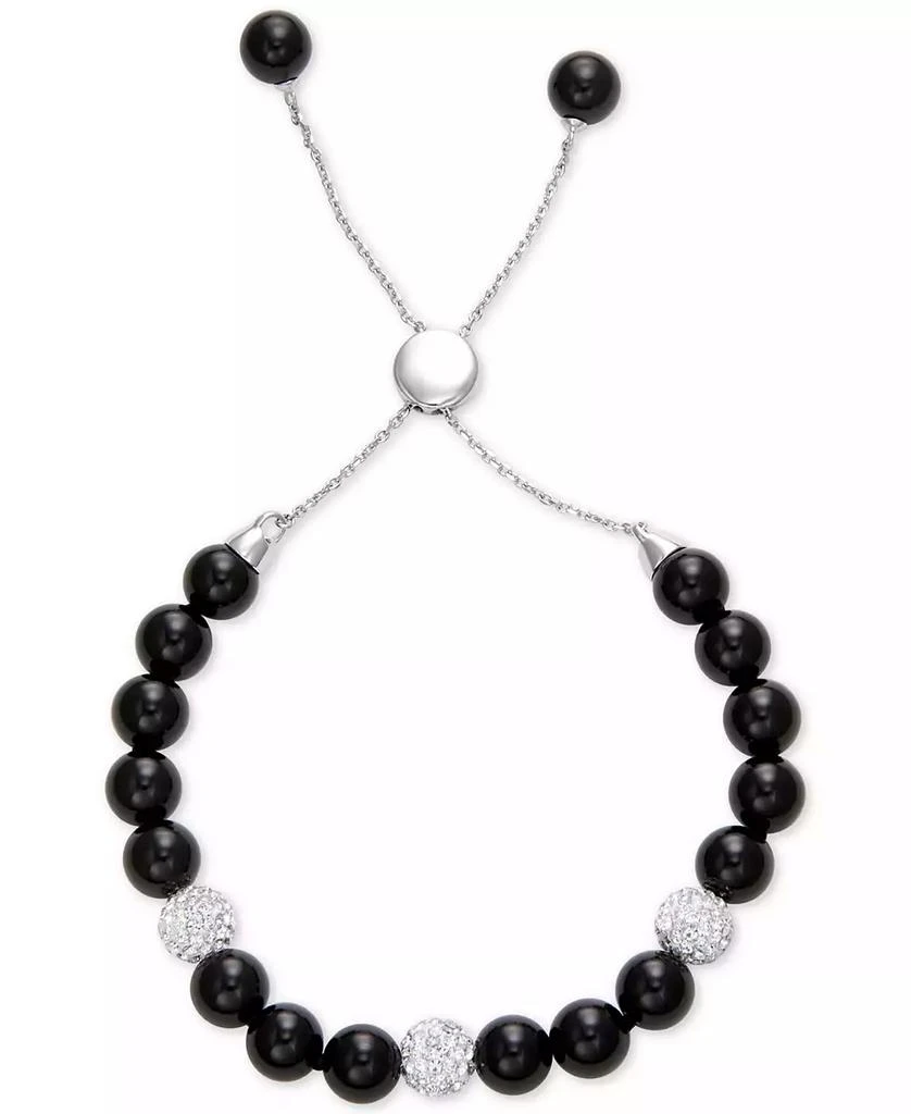 商品Macy's|Onyx (8mm) and Crystal Adjustable Bolo Bracelet,价格¥268,第1张图片