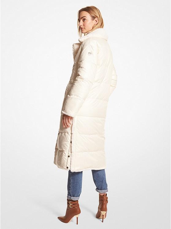 Quilted Ciré and Faux Shearling Reversible Puffer Coat商品第2张图片规格展示