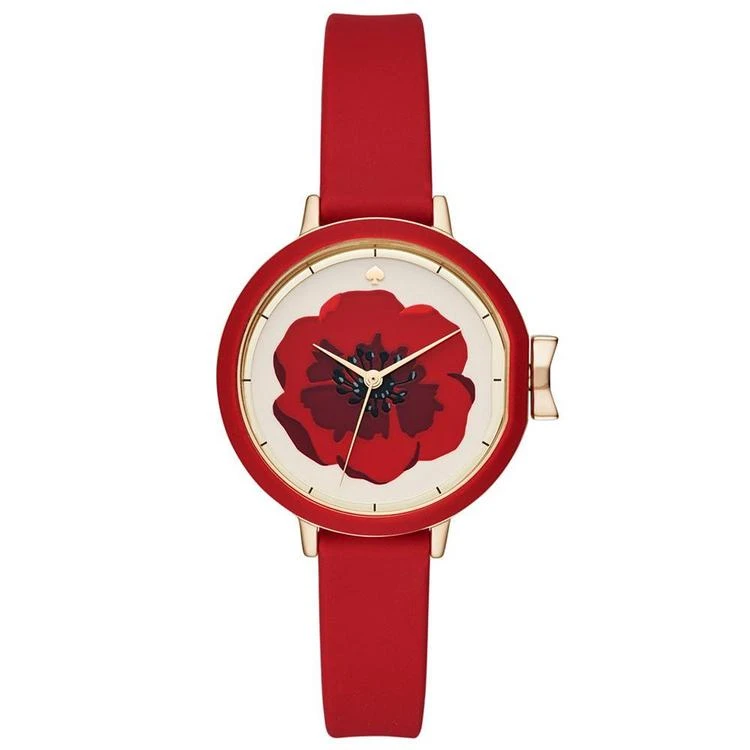 商品Kate Spade|Women's Park Row Red Silicone Strap Watch 34mm,价格¥674,第1张图片