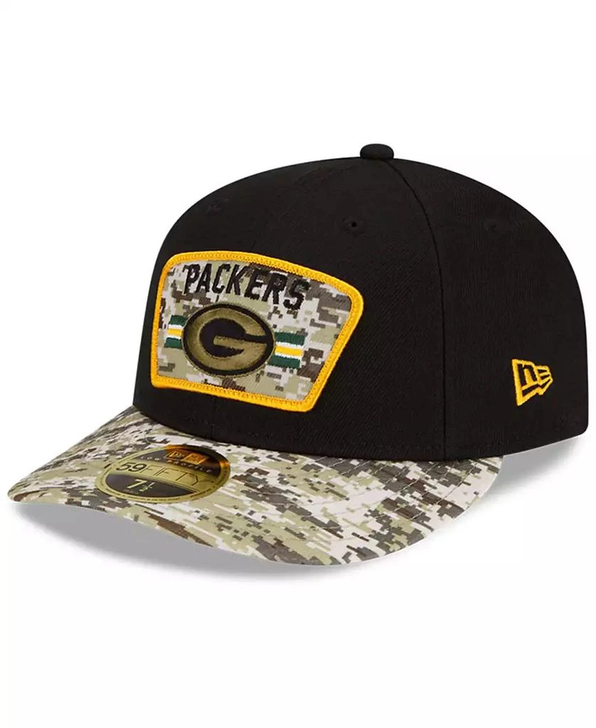 商品New Era|Men's Black-Camouflage Green Bay Packers 2021 Salute To Service Low Profile 59FIFTY Fitted Hat,价格¥247,第4张图片详细描述