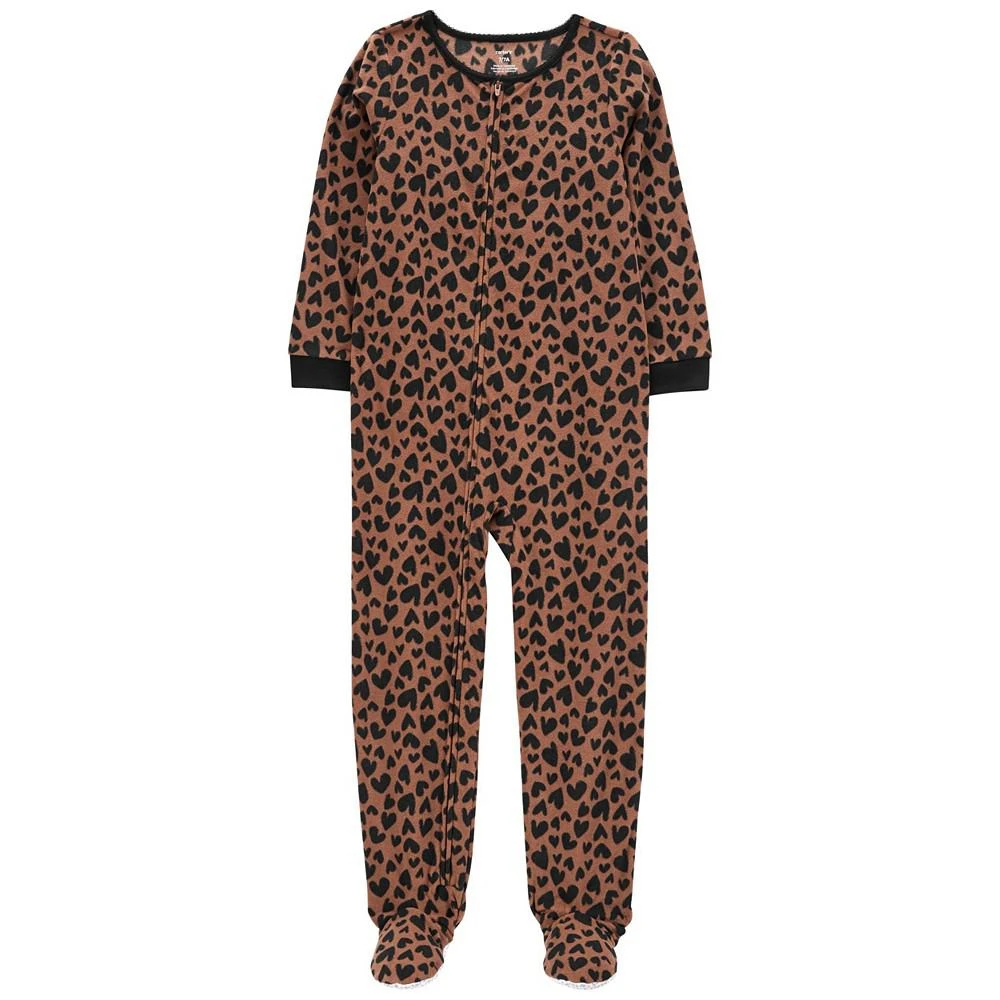 商品Carter's|Little Girls One-Piece Hearts Fleece Footie Pajama,价格¥114,第1张图片