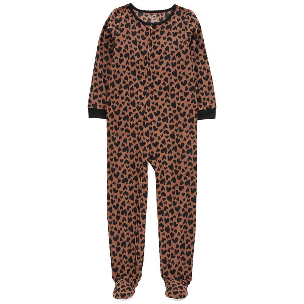 商品Carter's|Little Girls One-Piece Hearts Fleece Footie Pajama,价格¥88,第1张图片