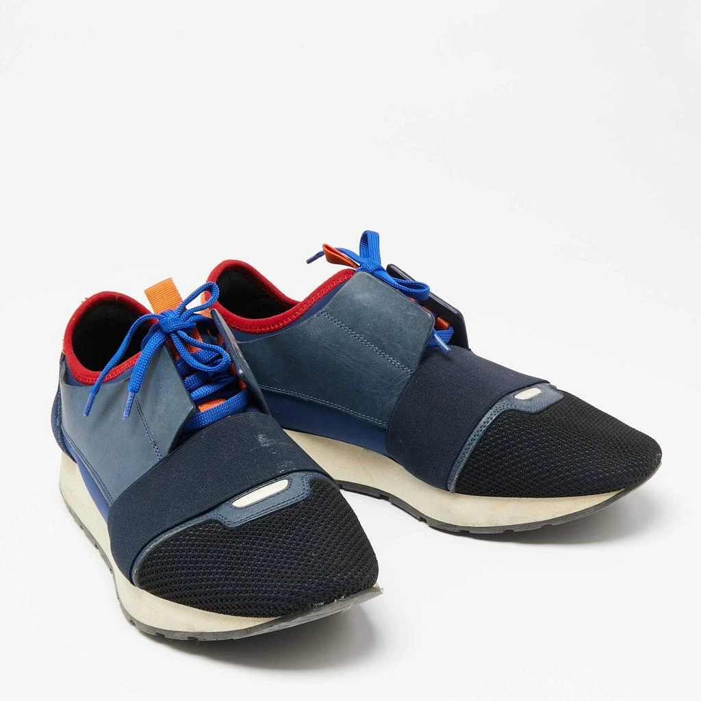 商品[二手商品] Balenciaga|Balenciaga Multicolor Knit Fabric And Leather Race Runner Low Top Sneakers Size 42,价格¥1156,第4张图片详细描述