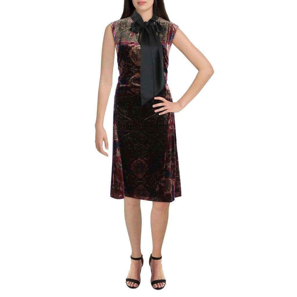 商品Ralph Lauren|Lauren Ralph Lauren Womens Plus Velvet Printed Cocktail and Party Dress,价格¥158,第1张图片