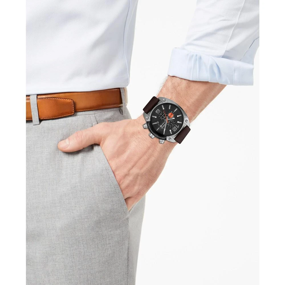 商品Diesel|Men's Chronograph Overflow Dark Brown Leather Strap Watch 49x54mm,价格¥1556,第3张图片详细描述