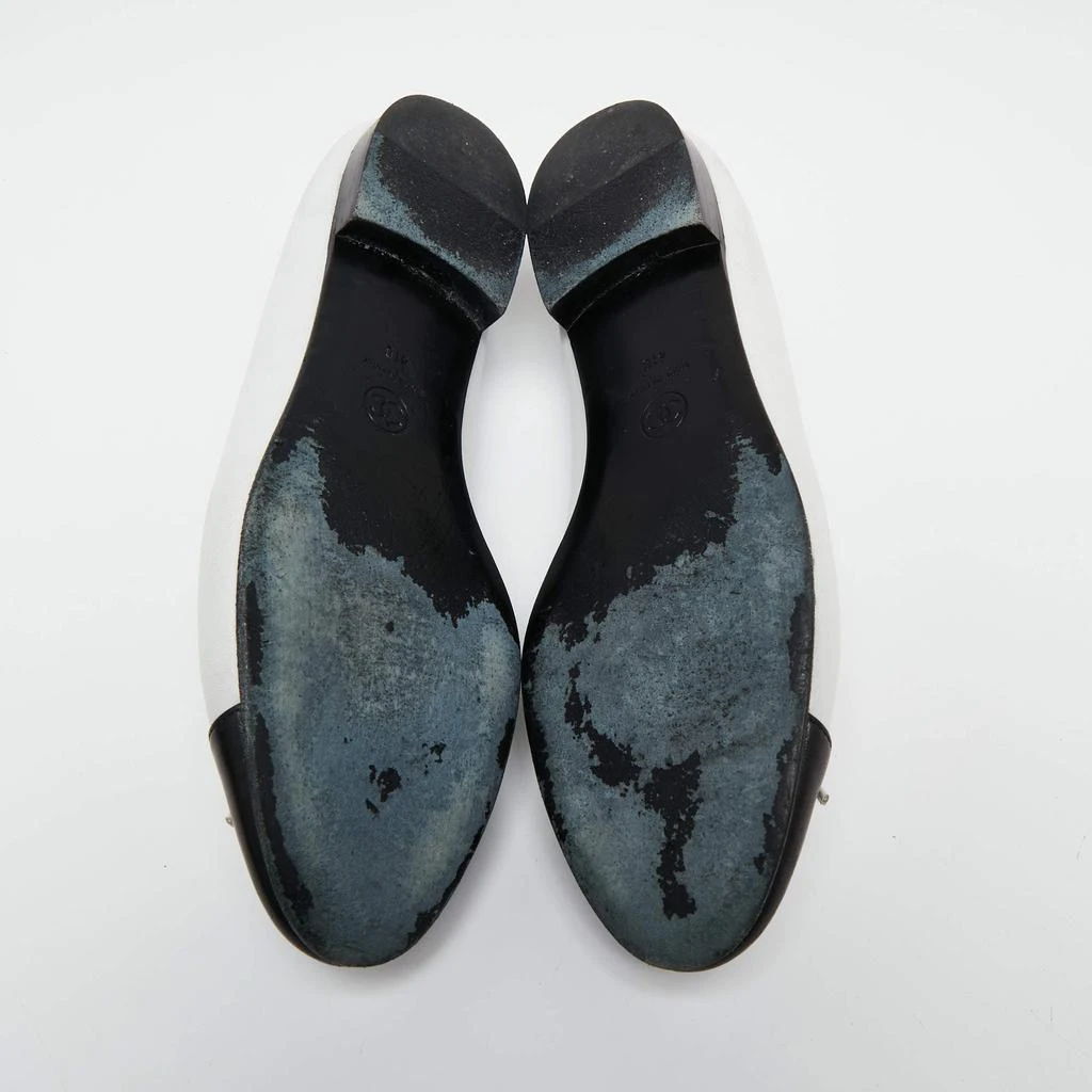 Chanel  White/Black Leather  CC Cap toe Ballet Flats Size 41 商品