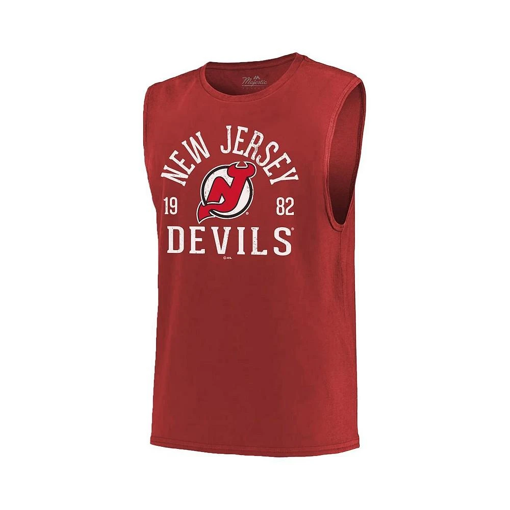商品Majestic|Men's Threads Red New Jersey Devils Softhand Muscle Tank Top,价格¥261,第2张图片详细描述