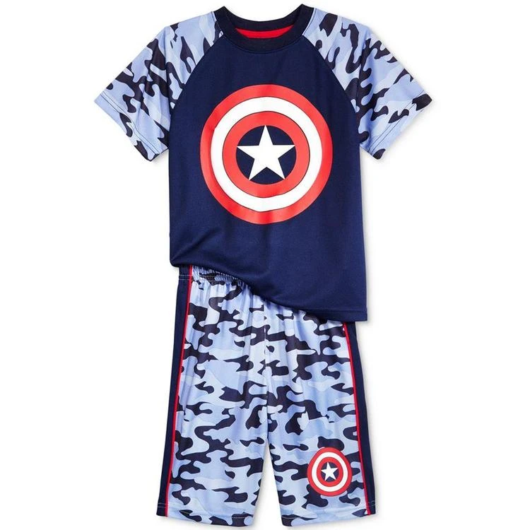 商品Marvel|2-Pc. Captain America Graphic-Print T-Shirt & Shorts Set, Toddler & Little Boys (2T-7),价格¥144,第2张图片详细描述