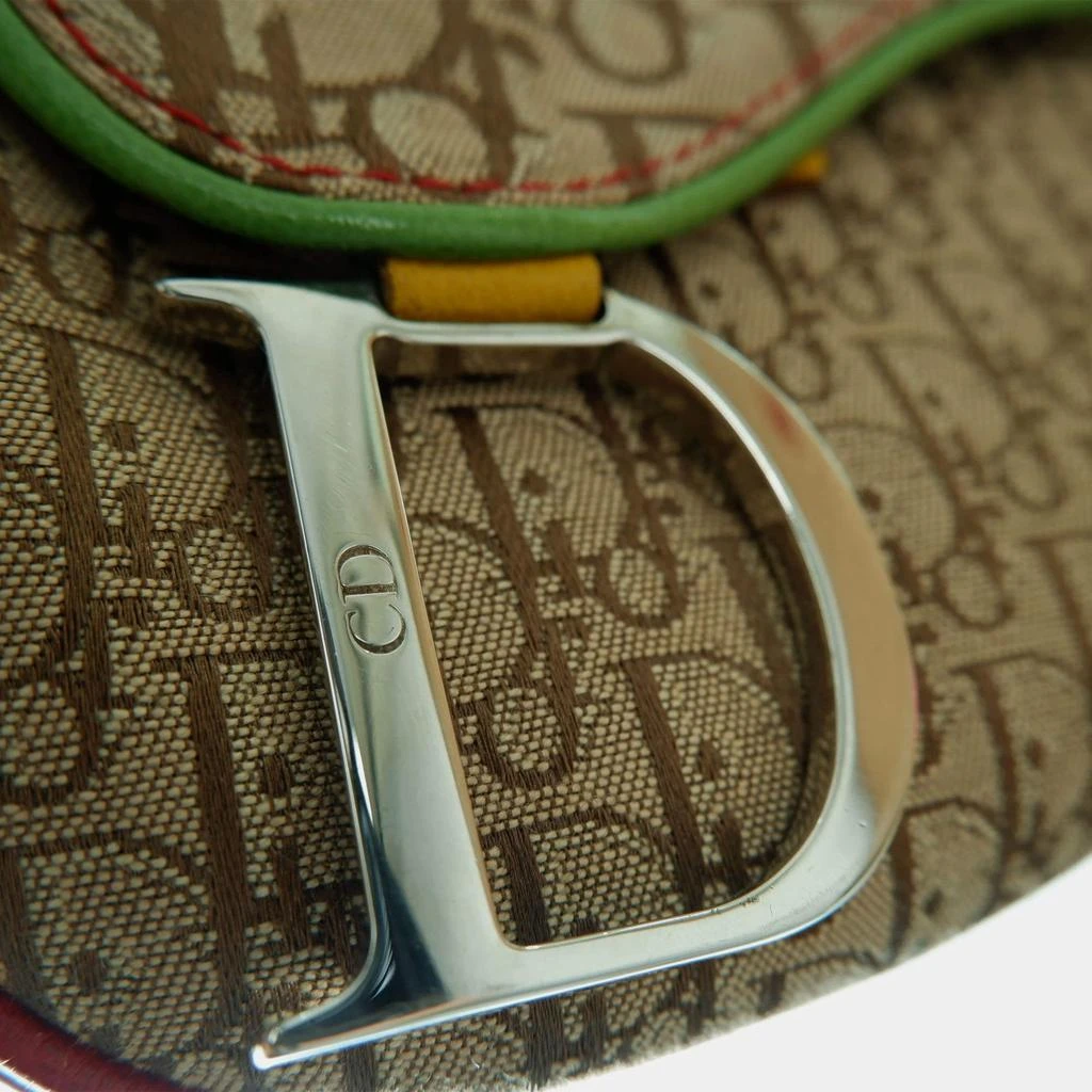 商品[二手商品] Dior|Christian Dior Brown Canvas Leather Rasta Monogram Logo Double Saddle Shoulder Bag,价格¥14538,第4张图片详细描述