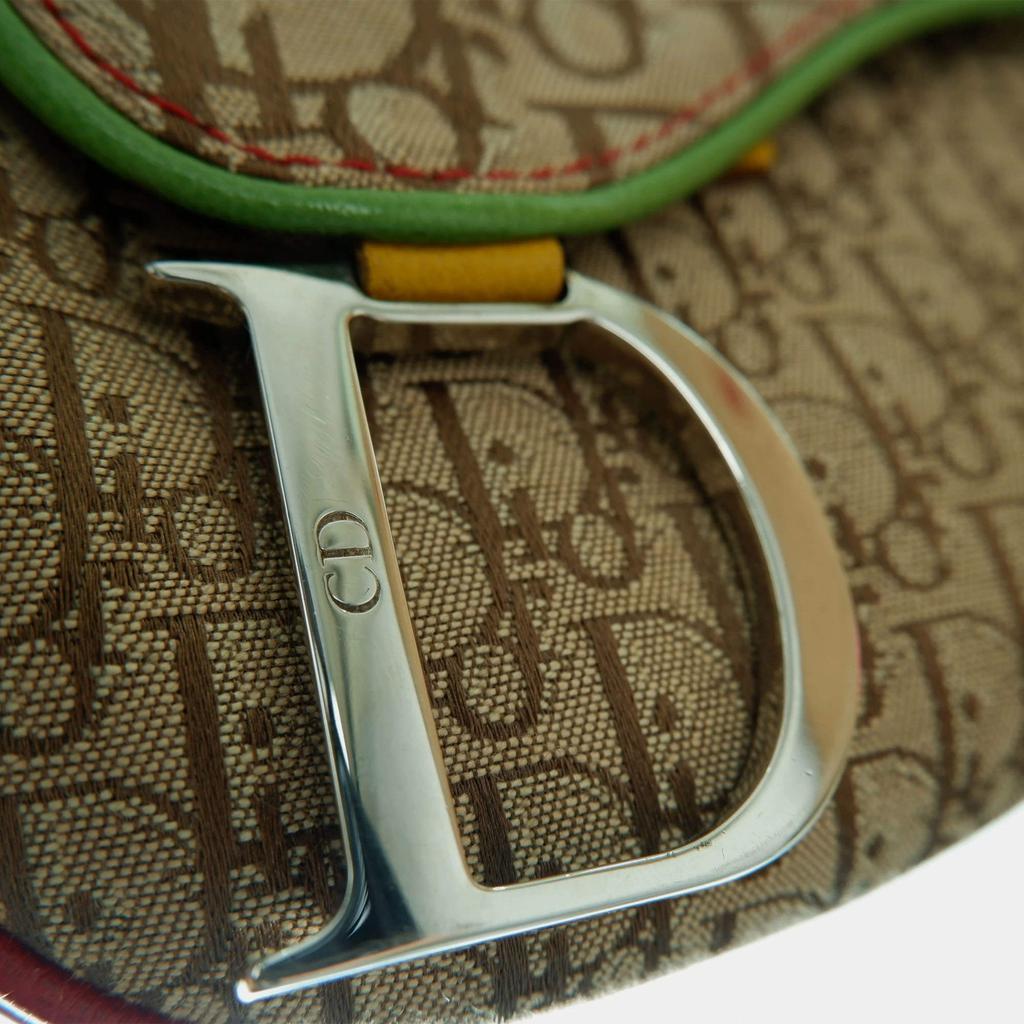 商品[二手商品] Dior|Christian Dior Brown Canvas Leather Rasta Monogram Logo Double Saddle Shoulder Bag,价格¥14113,第6张图片详细描述