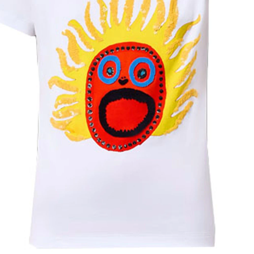 商品[国内直发] Louis Vuitton|/路易威登 x Yayoi Kusama 草间弥生 联名款 SS23 太阳徽章套头搭扣短袖T恤 女款 白色,价格¥5336,第7张图片详细描述
