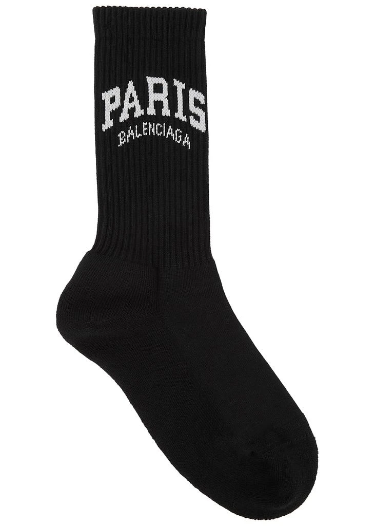 商品Balenciaga|Cities Paris black cotton-blend socks,价格¥584,第1张图片