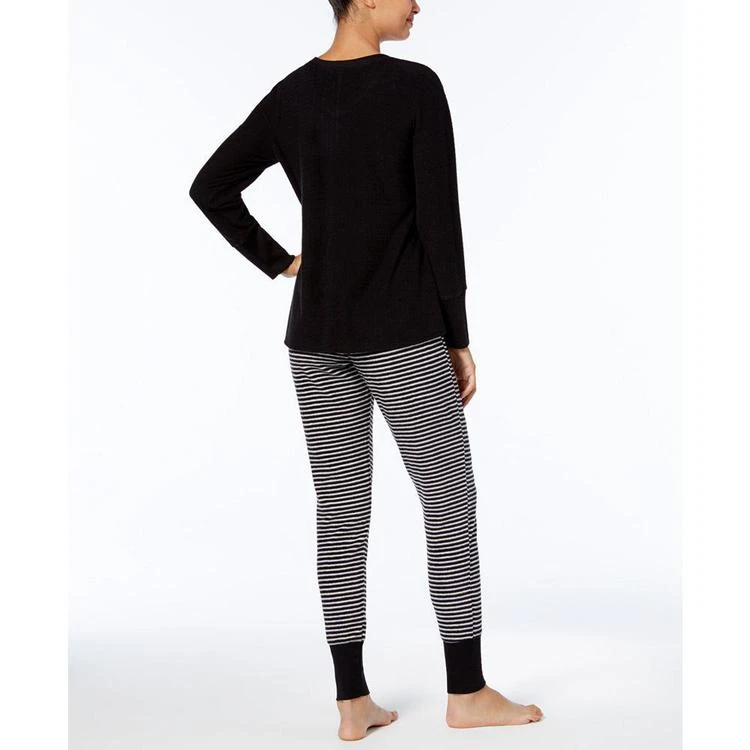商品Ande|Textured Top & Printed Jogger Pants Pajama Set,价格¥216,第2张图片详细描述