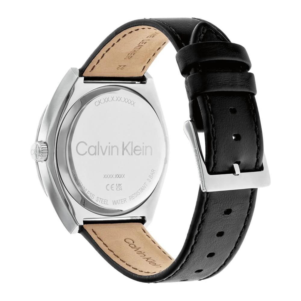 商品Calvin Klein|Men's Black Leather Strap Watch 44mm,价格¥791,第3张图片详细描述