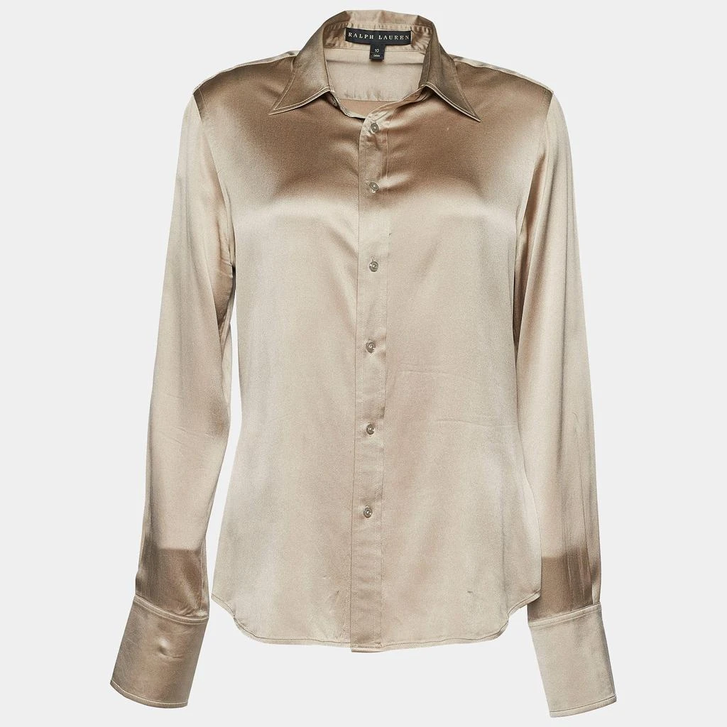 商品[二手商品] Ralph Lauren|Ralph Lauren Champagne Silk Button Front Shirt L,价格¥958,第1张图片