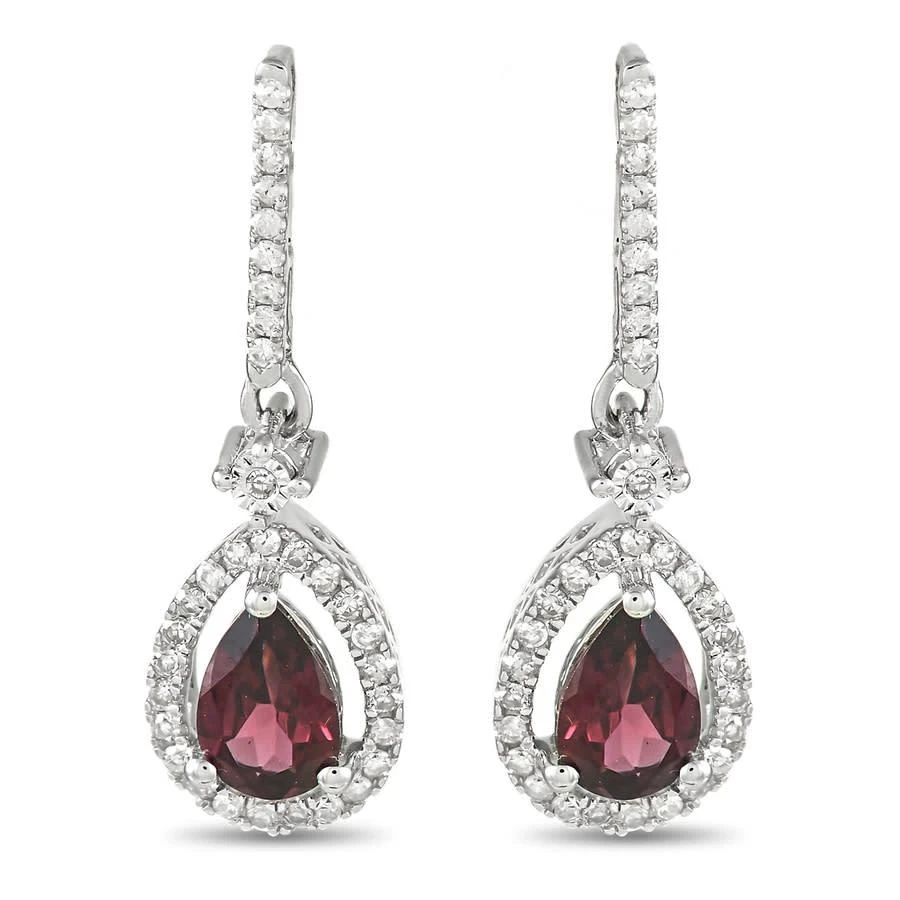 商品LB Exclusive|14K White Gold 0.20 ct Diamond and Garnet Dangle Earrings,价格¥3756,第1张图片