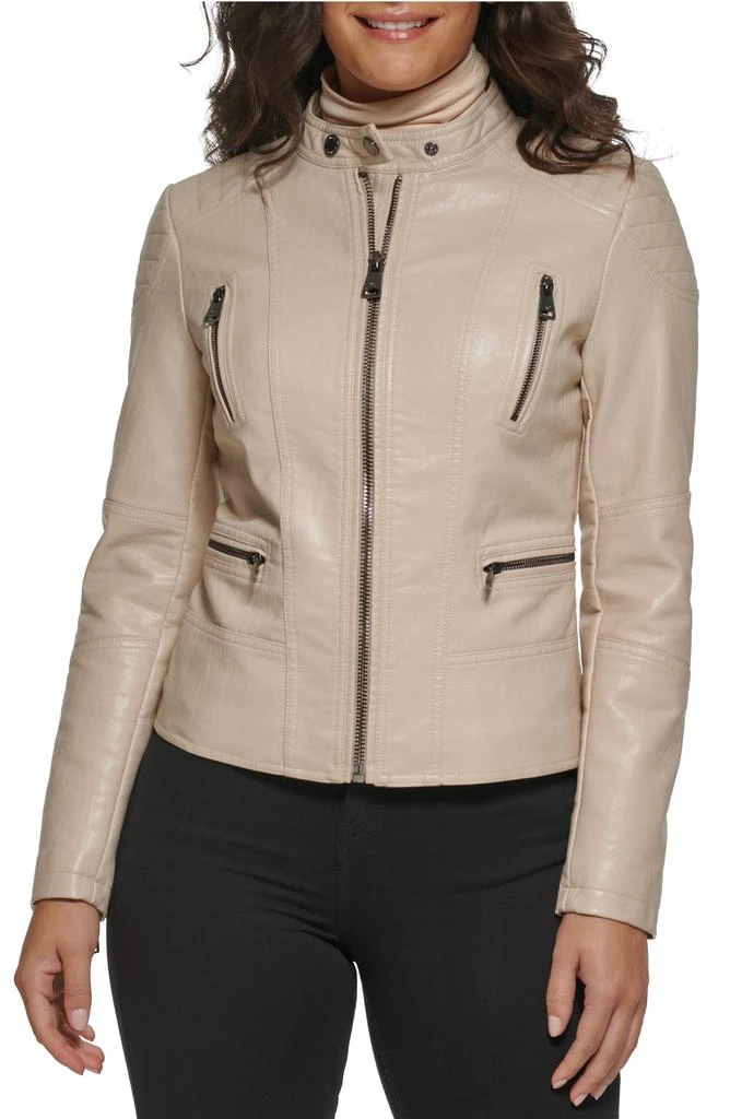 商品Kenneth Cole|Faux Leather Crop Moto Jacket,价格¥572,第1张图片