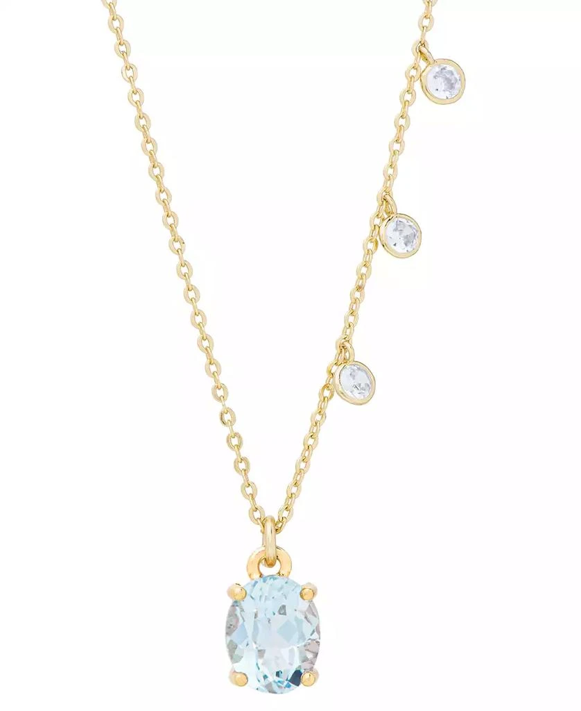 商品Macy's|Blue Topaz (3 ct. t.w.) & Lab-Grown White Sapphire (3/8 ct. t.w.) 18" Pendant Necklace in 14k Gold-Plated Sterling Silver,价格¥226,第1张图片
