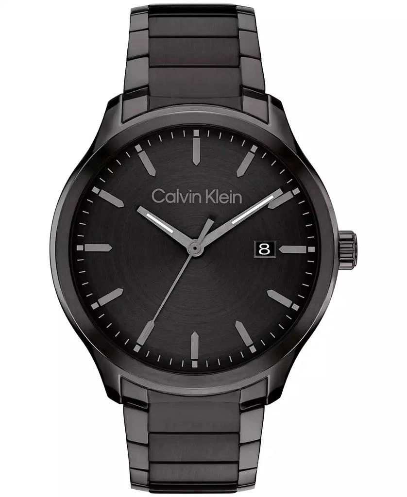 商品Calvin Klein|Men's 3H Quartz Black Stainless Steel Bracelet Watch 43mm,价格¥996,第1张图片