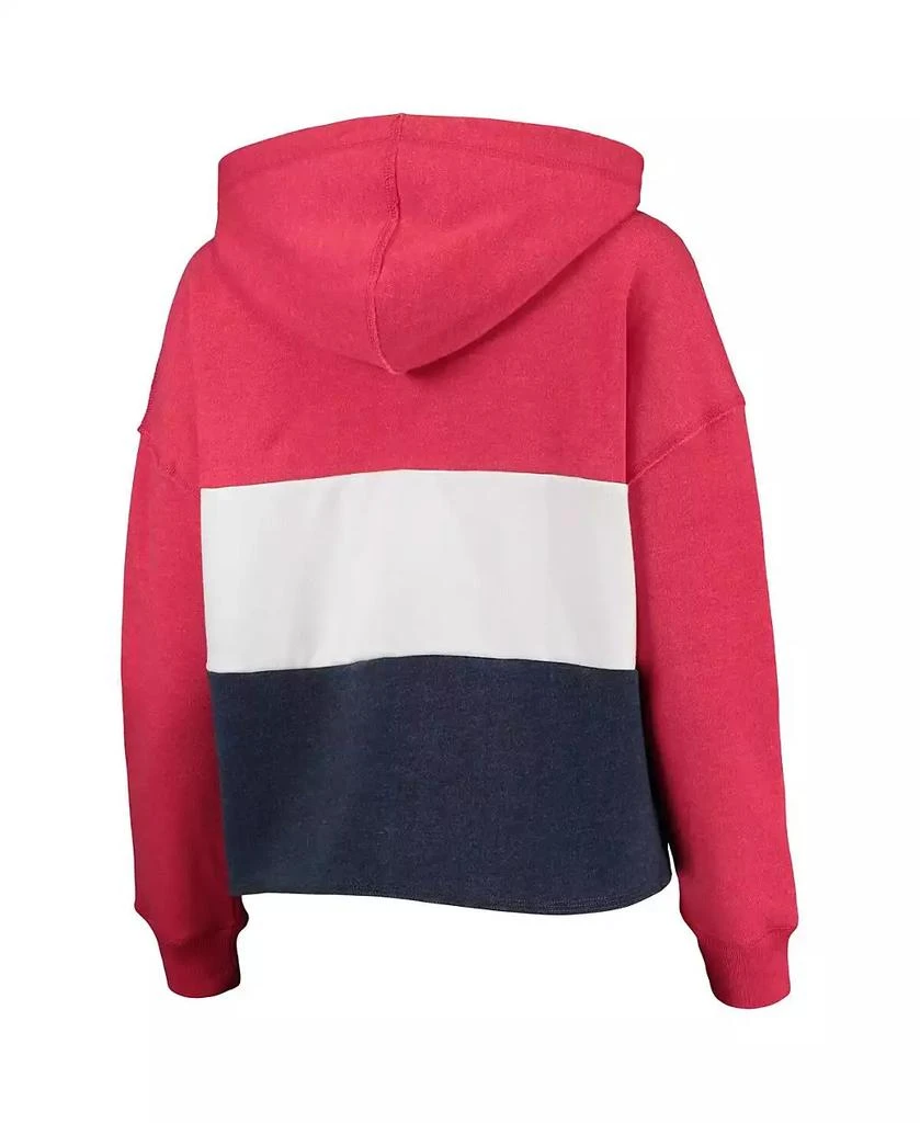 商品47 Brand|Women's '47 Heathered Red and Heathered Navy Washington Nationals Lizzy Cropped Pullover Hoodie,价格¥522,第3张图片详细描述