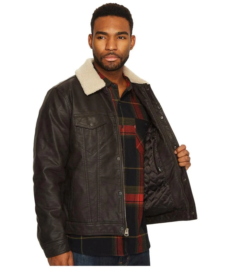 Faux Leather Trucker with Sherpa Collar and Polytwill Lining 商品
