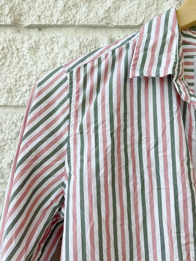 Barry Woven Button Up Top in Pink/ Green Stripe商品第2张图片规格展示
