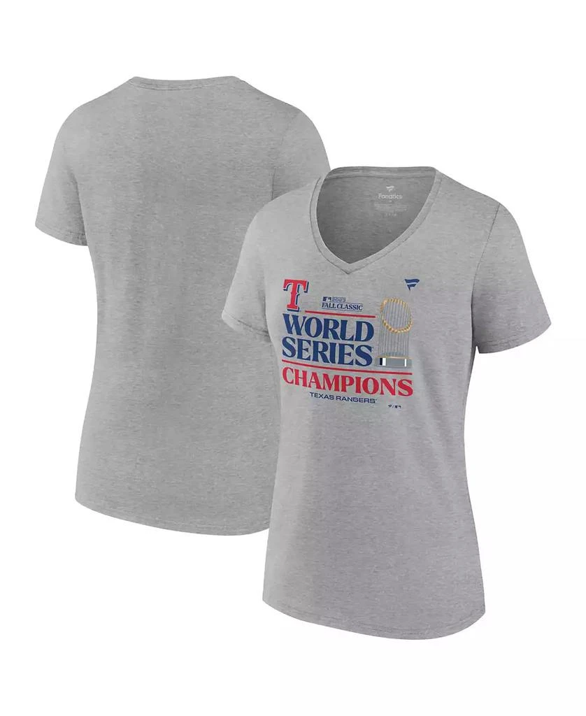 商品NIKE|Women's Heather Gray Texas Rangers 2023 World Series Champions Locker Room V-Neck T-shirt,价格¥232,第1张图片