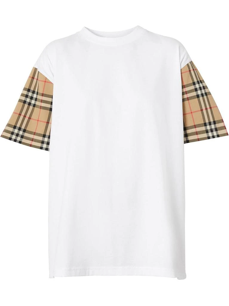 商品Burberry|BURBERRY - Check Sleeves Cotton T-shirt,价格¥3413,第1张图片