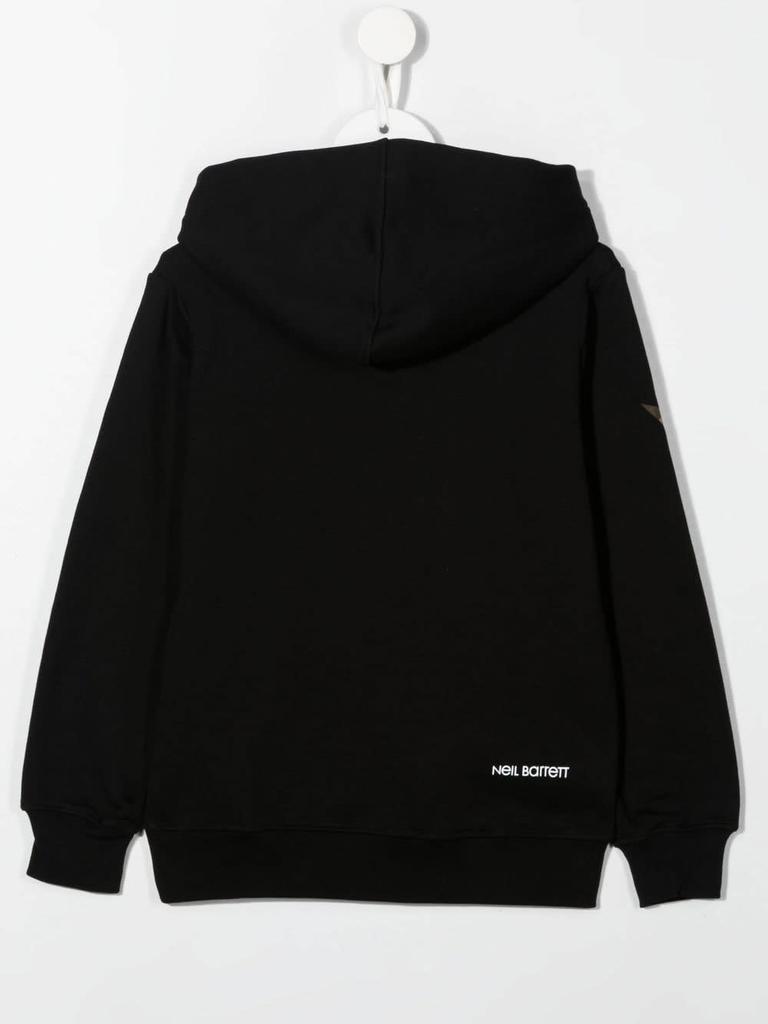 Neil Barrett Kids Black Hoodie With Colorful Thunderbolt Print商品第2张图片规格展示