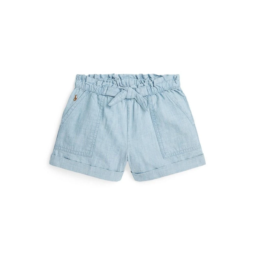 商品Ralph Lauren|Toddler and Little Girls Cotton Chambray Camp Shorts,价格¥181,第1张图片