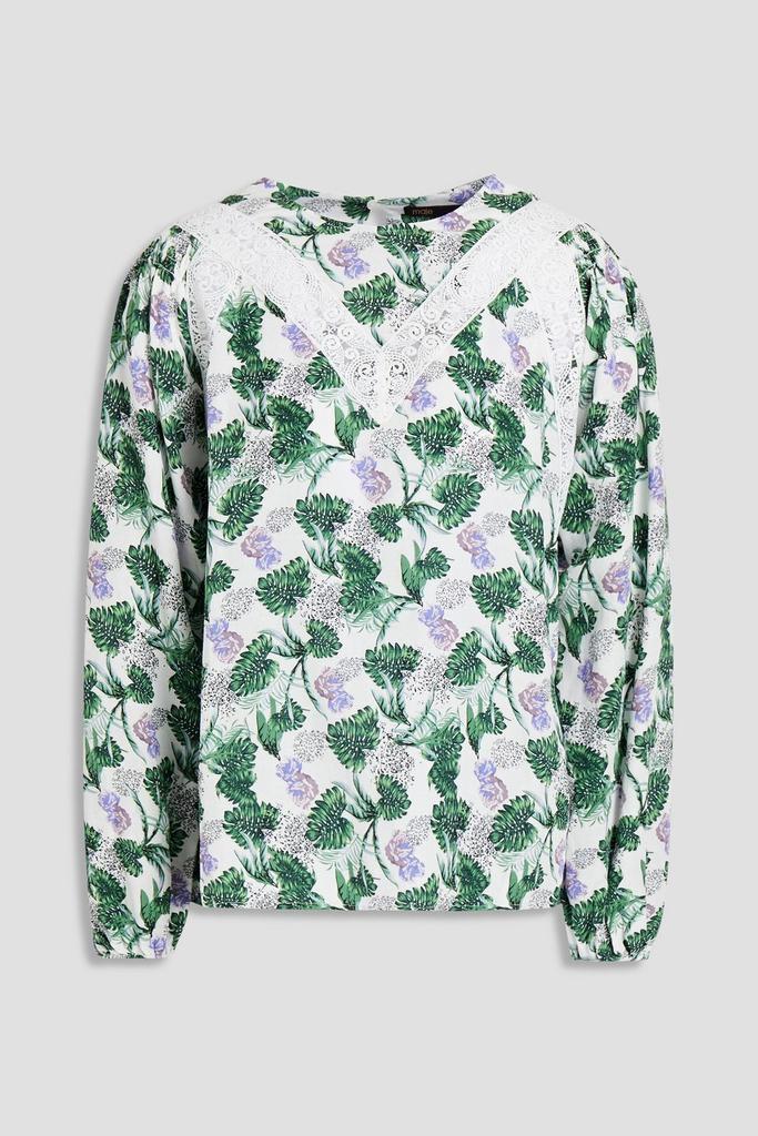 商品Maje|Loman lace trimmed floral-print woven blouse,价格¥870,第5张图片详细描述