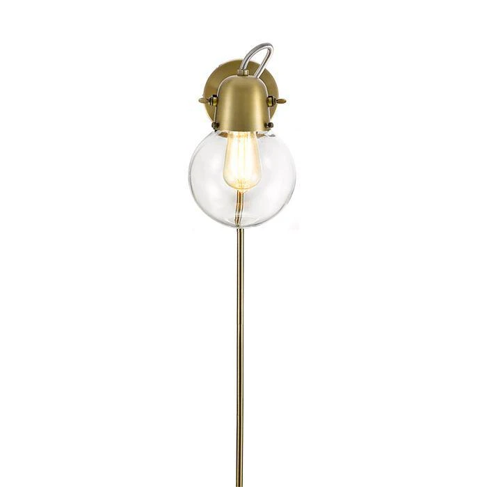 Lighting Mid Century Modern 9.75" Antique Brass Single Glass Globe Plug In Wall Sconce 商品