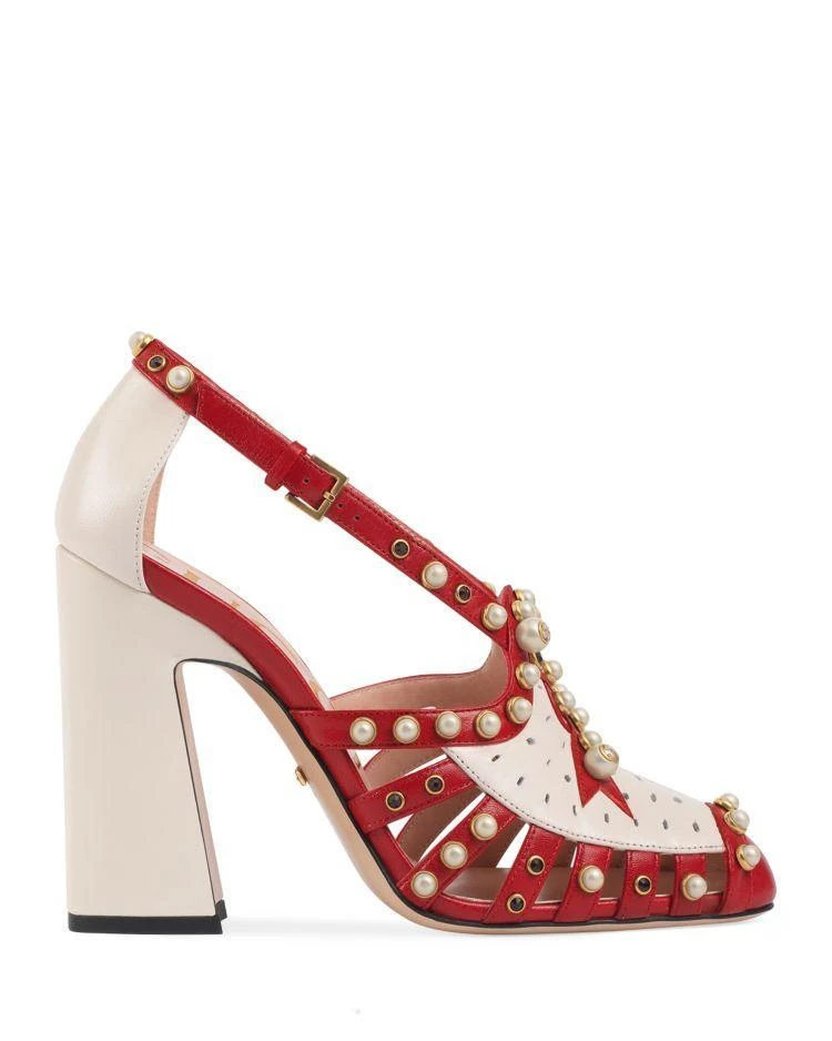 商品Gucci|Tracy Embellished Ankle Strap Pumps ,价格¥17909,第2张图片详细描述