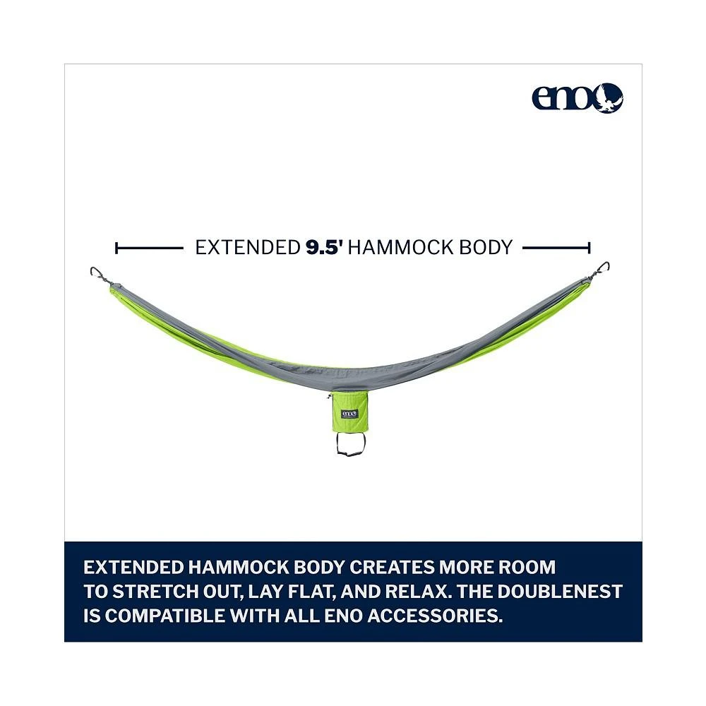 商品ENO|DoubleNest Hammock - Lightweight, Portable, 1 to 2 Person Hammock - For Camping, Hiking, Backpacking, Travel, a Festival, or the Beach - Chartreuse/Grey,价格¥558,第2张图片详细描述