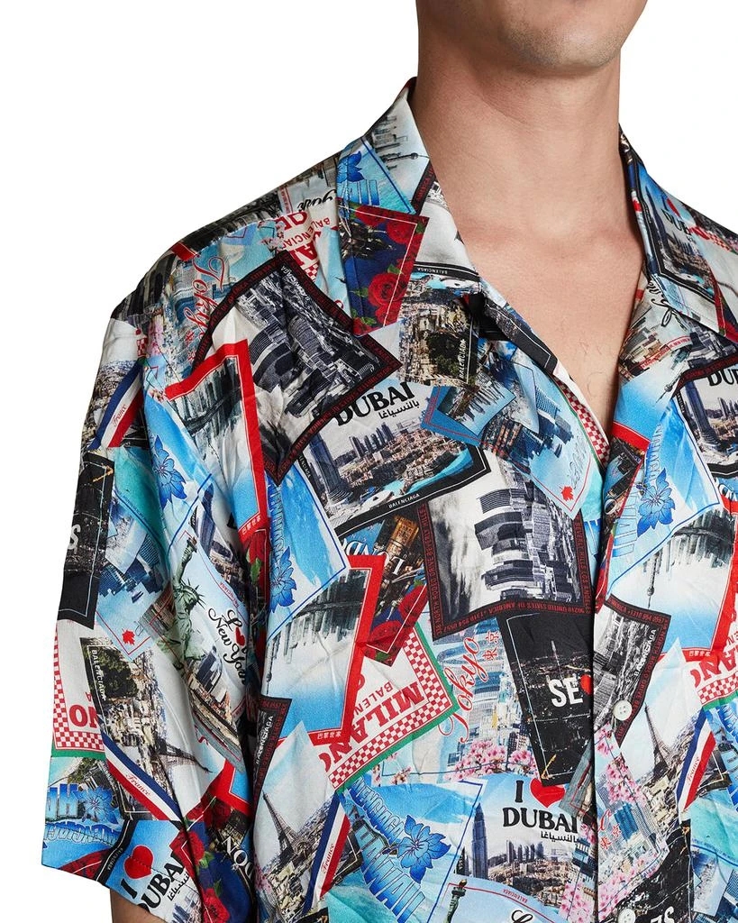 商品Balenciaga|Men's Postcard-Print Camp Shirt,价格¥4515,第5张图片详细描述