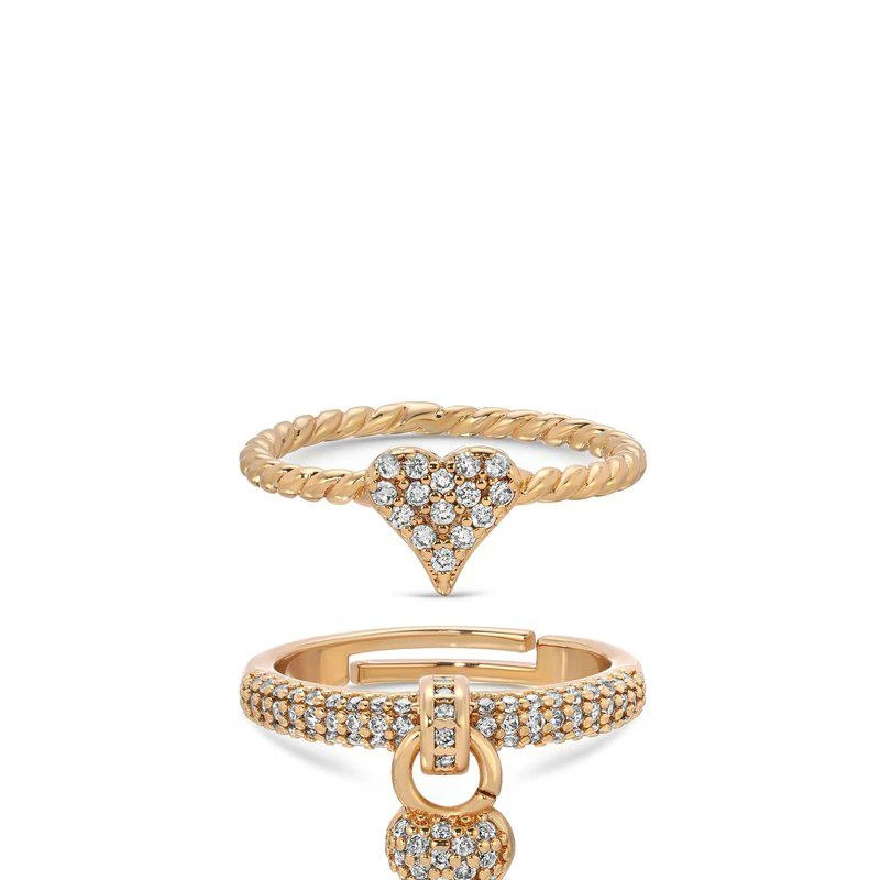 商品Ettika Jewelry|Love Locked 18k Gold Plated Crystal Ring Set,价格¥416,第1张图片