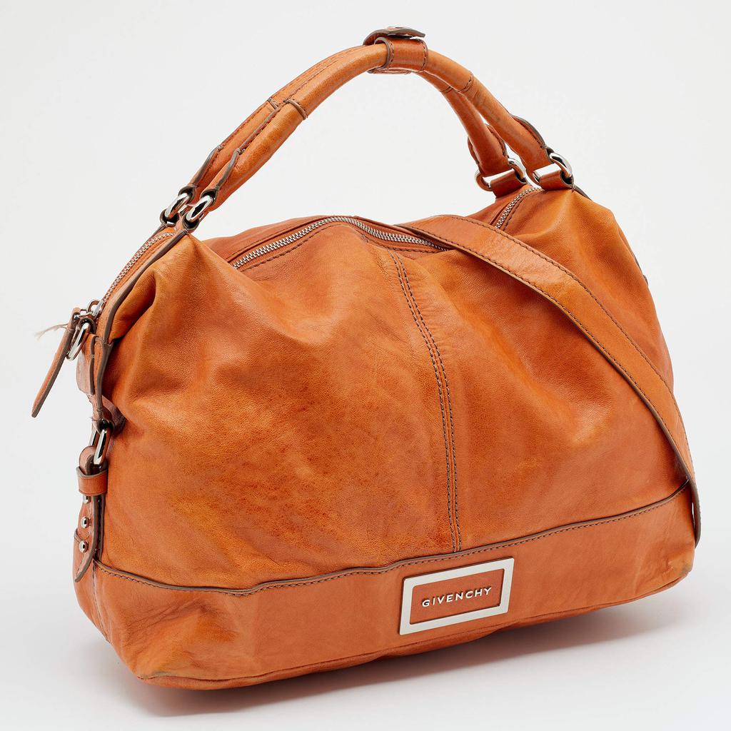 Givenchy Orange Leather Satchel商品第3张图片规格展示