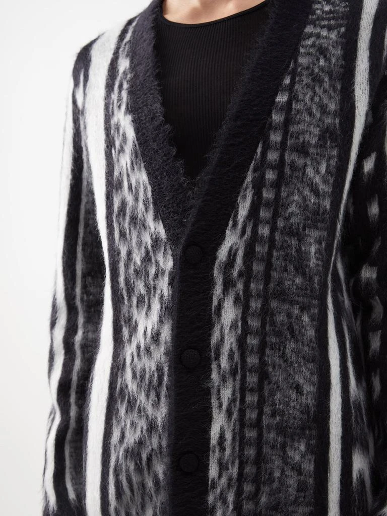 商品Yves Saint Laurent|Striped animal-jacquard mohair-blend cardigan,价格¥11671,第4张图片详细描述