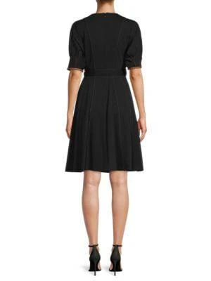 商品Calvin Klein|​Faux Leather Trim A-Line Dress,价格¥225,第2张图片详细描述