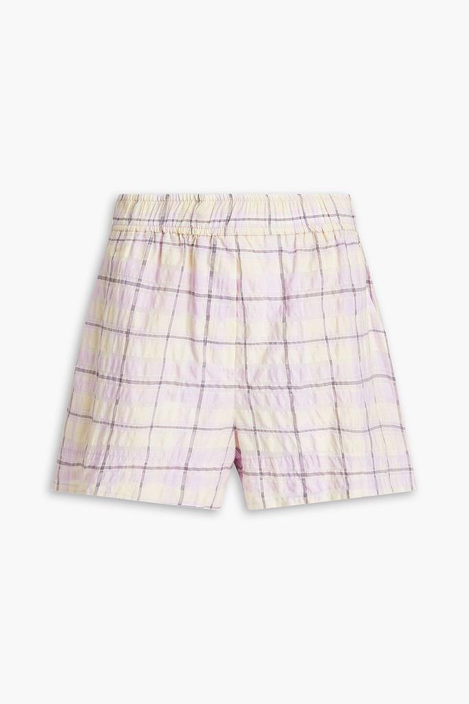商品Ganni|Checked organic cotton-blend seersucker shorts,价格¥539,第1张图片