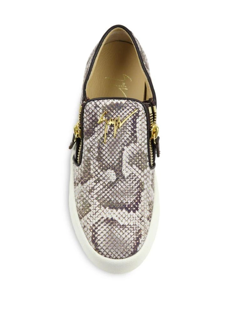 商品Giuseppe Zanotti|Giuseppe Zanotti - Snake-Embossed Leather Zip Skate Sneakers,价格¥2025,第4张图片详细描述