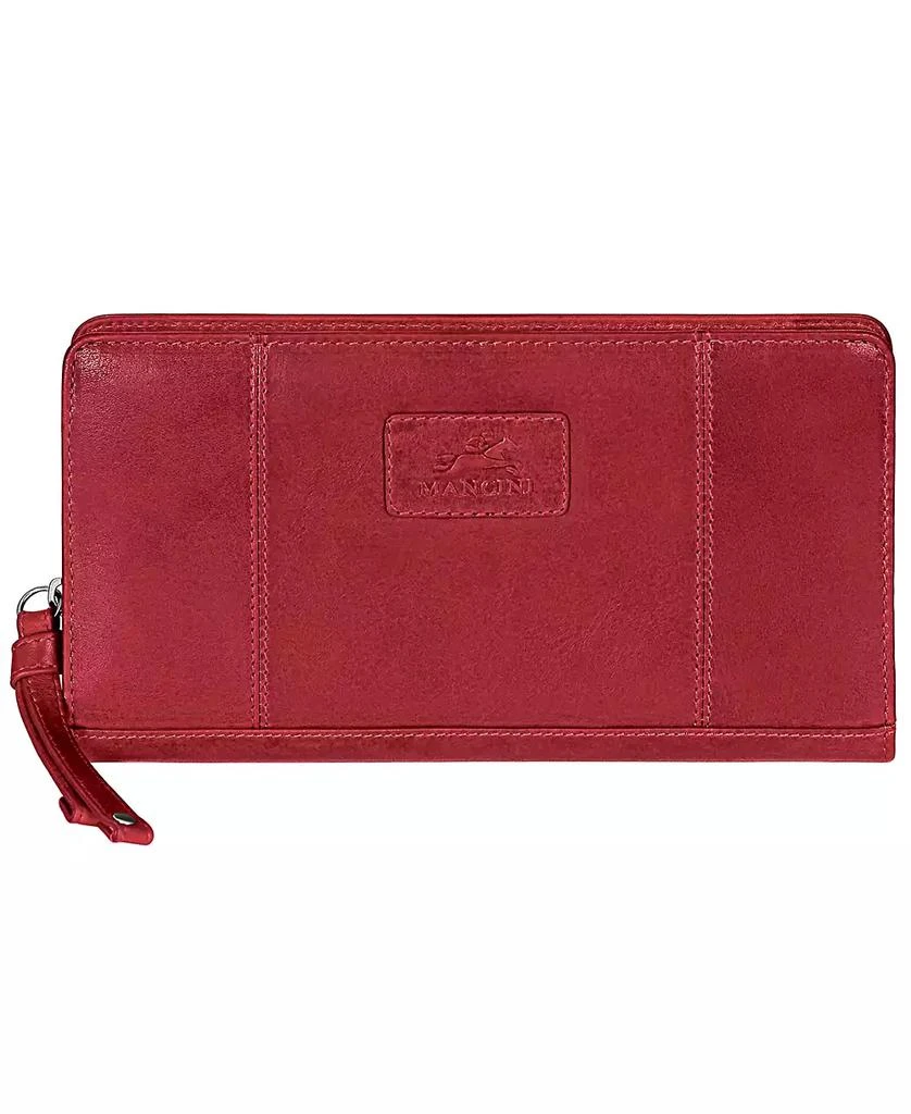 商品Mancini Leather Goods|Casablanca Collection RFID Secure Ladies Zippered Clutch Wallet,价格¥374,第4张图片详细描述