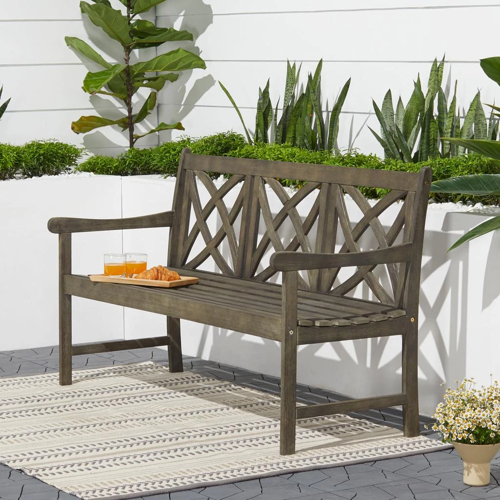 商品Simplie Fun|Renaissance Outdoor Patio 5-foot Hand-scraped Wood Garden Bench,价格¥4094,第1张图片