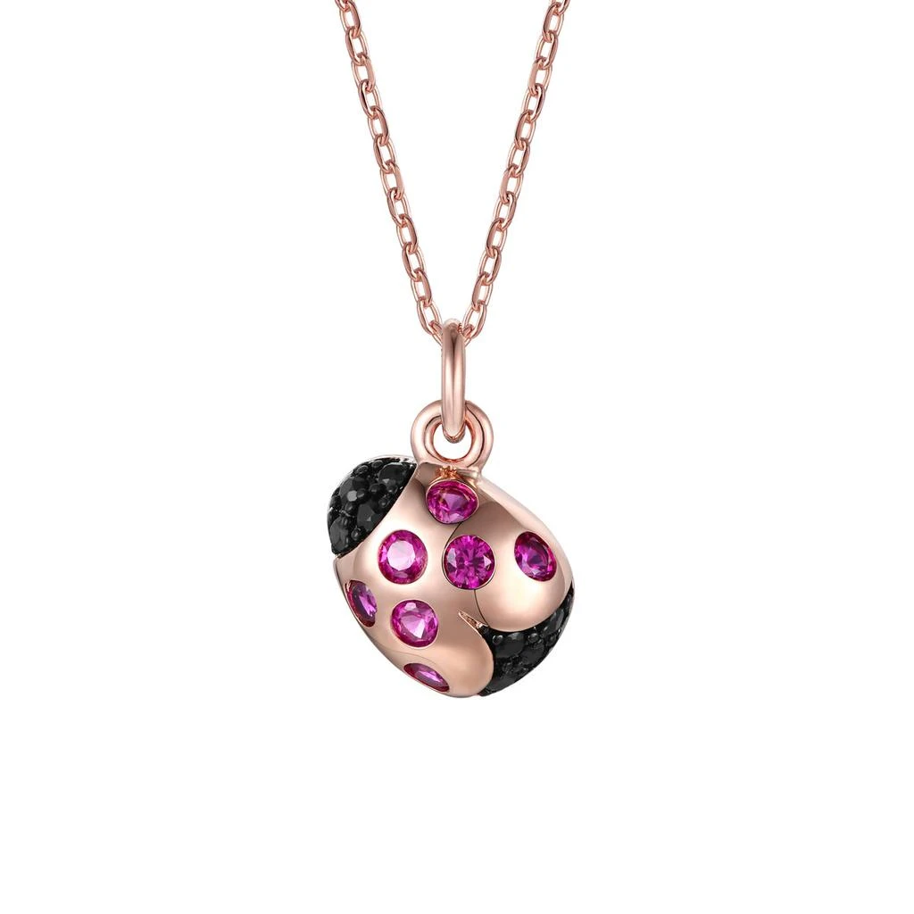 商品Rachel Glauber|Rg Children's 18k Rose Gold Plated with Ruby & Black Diamond Cubic Zirconia Ladybug Pendant Necklace,价格¥378,第1张图片