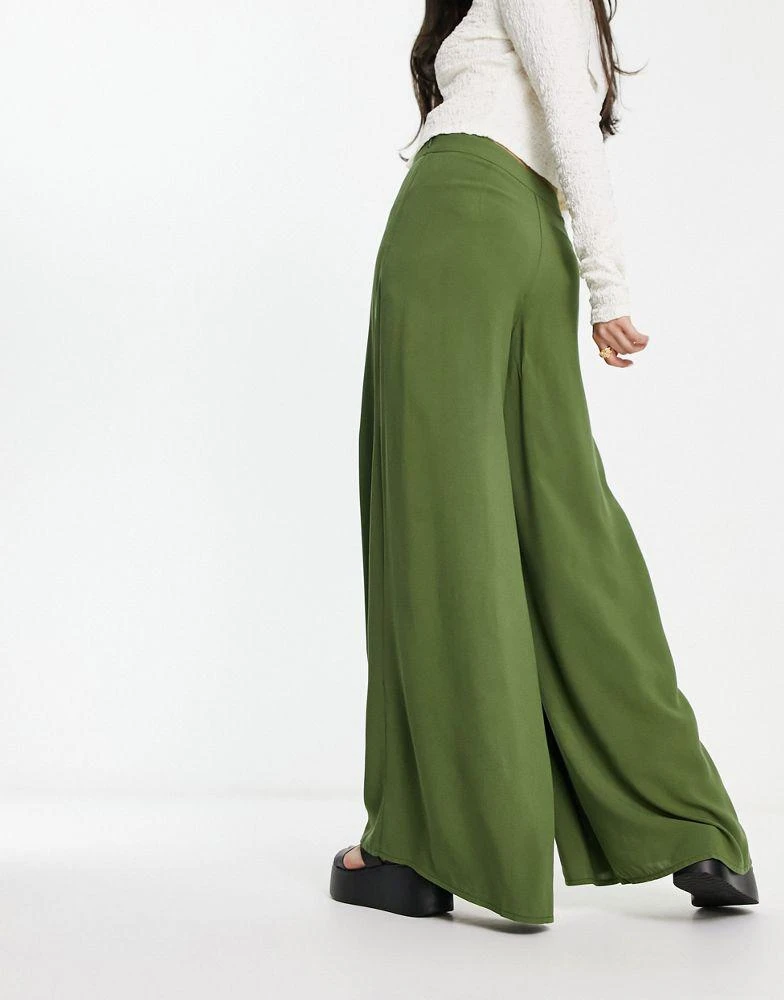 商品ASOS|ASOS DESIGN palazzo trouser in khaki,价格¥145,第2张图片详细描述