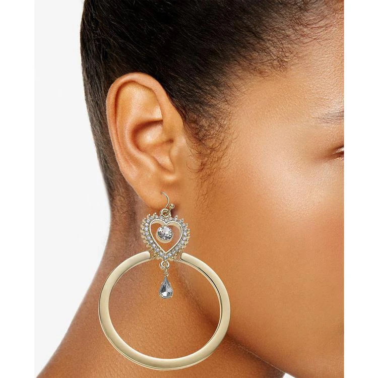 商品Thalia Sodi|Gold-Tone Crystal Heart & Hoop Drop Earrings, Created for Macy's,价格¥51,第2张图片详细描述