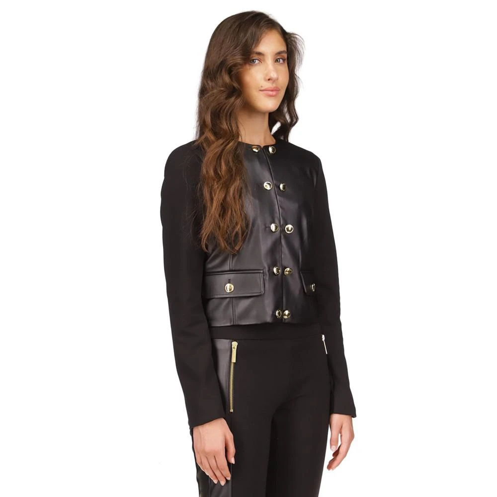 商品Michael Kors|Women's Button-Front Mixed-Media Jacket, Regular & Petite,价格¥651,第5张图片详细描述
