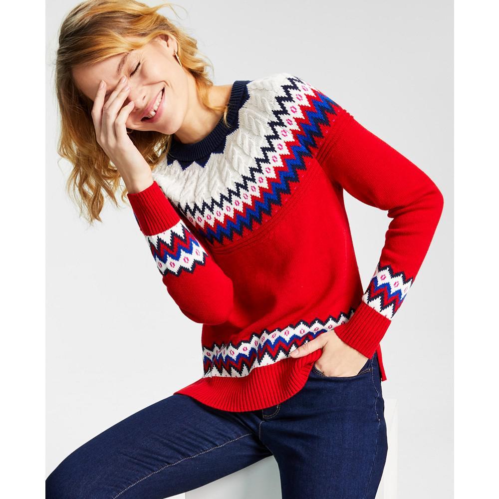 商品Charter Club|Petite Multicolor Fair Isle Sweater, Created for Macy's,价格¥166,第3张图片详细描述