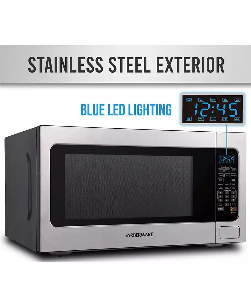 商品Farberware|Professional FMO22ABTBKA 2.2 Cu. Ft. 1200-Watt Microwave Oven with Smart Sensor Cooking, Stainless Steel,价格¥2221,第3张图片详细描述